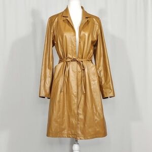 Y2k vintage faux leather trench jacket